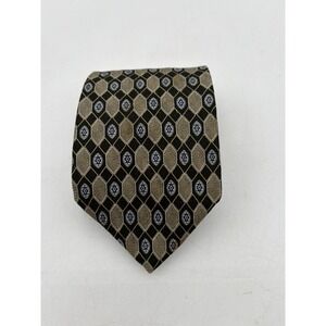 Oscar De La Renta Silk Tie Mens One Size Black Geometric USA Made Size 58X 3 5/8